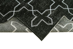 Geometric Carpet Black Geometric Cotton Wool Handmade Area Rug 4'8'' x 12'8''