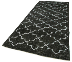 Geometric Carpet Black Geometric Cotton Wool Handmade Area Rug 4'10'' x 12'5''