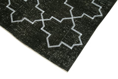 Geometric Carpet Black Geometric Cotton Wool Handmade Area Rug 4'10'' x 12'5''