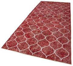 Geometric Carpet Red Geometric Cotton Wool Handmade Area Rug 4'9'' x 12'0''
