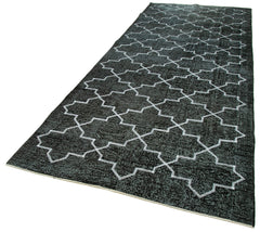 Geometric Carpet Black Geometric Cotton Wool Handmade Area Rug 4'11'' x 12'2''