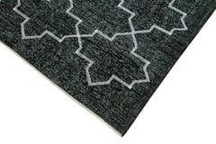Geometric Carpet Black Geometric Cotton Wool Handmade Area Rug 4'11'' x 12'2''