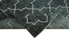 Geometric Carpet Black Geometric Cotton Wool Handmade Area Rug 4'11'' x 12'2''