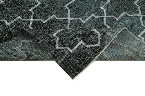 Geometric Carpet Black Geometric Cotton Wool Handmade Area Rug 4'11'' x 12'2''