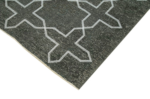 Geometric Carpet Grey Geometric Cotton Wool Handmade Area Rug 4'9'' x 13'3''