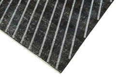 Geometric Carpet Black Geometric Cotton Wool Handmade Area Rug 4'8'' x 12'2''