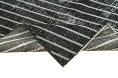 Geometric Carpet Black Geometric Cotton Wool Handmade Area Rug 4'8'' x 12'2''