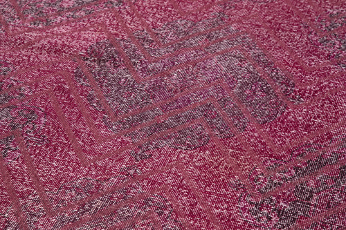 Geometric Carpet Purple Geometric Cotton Wool Handmade Area Rug 4'10'' x 13'7''