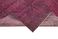 Geometric Carpet Purple Geometric Cotton Wool Handmade Area Rug 4'10'' x 13'7''