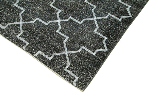 Geometric Carpet Grey Geometric Cotton Wool Handmade Area Rug 4'9'' x 13'8''
