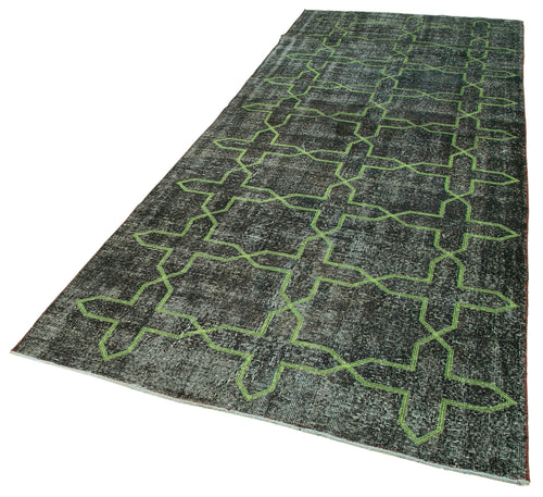 Geometric Carpet Grey Geometric Cotton Wool Handmade Area Rug 4'8'' x 12'2''