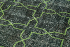 Geometric Carpet Grey Geometric Cotton Wool Handmade Area Rug 4'8'' x 12'2''