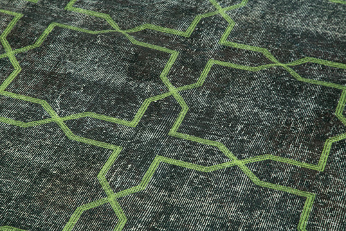 Geometric Carpet Grey Geometric Cotton Wool Handmade Area Rug 4'8'' x 12'2''