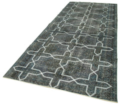 Geometric Carpet Grey Geometric Cotton Wool Handmade Area Rug 4'9'' x 11'10''