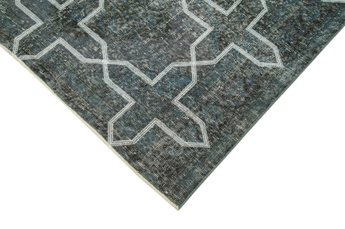 Geometric Carpet Grey Geometric Cotton Wool Handmade Area Rug 4'9'' x 11'10''