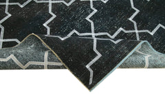 Geometric Carpet Black Geometric Cotton Wool Handmade Area Rug 4'7'' x 12'6''