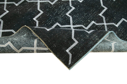 Geometric Carpet Black Geometric Cotton Wool Handmade Area Rug 4'7'' x 12'6''