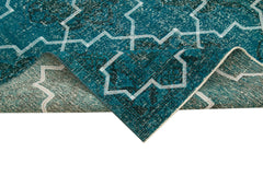 Geometric Carpet Turquoise Geometric Cotton Wool Handmade Area Rug 5'0'' x 12'9''
