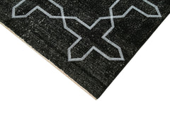 Geometric Carpet Black Geometric Cotton Wool Handmade Area Rug 4'8'' x 12'11''