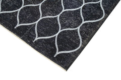 Geometric Carpet Black Geometric Cotton Wool Handmade Area Rug 4'10'' x 12'2''