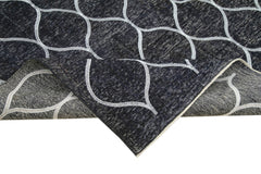 Geometric Carpet Black Geometric Cotton Wool Handmade Area Rug 4'10'' x 12'2''