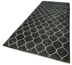 Geometric Carpet Black Geometric Cotton Wool Handmade Area Rug 4'10'' x 13'3''