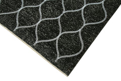 Geometric Carpet Black Geometric Cotton Wool Handmade Area Rug 4'10'' x 13'3''