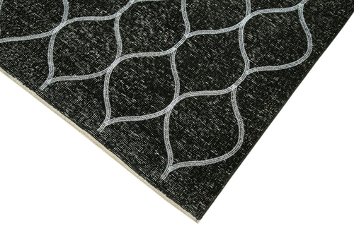 Geometric Carpet Black Geometric Cotton Wool Handmade Area Rug 4'10'' x 13'3''