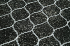 Geometric Carpet Black Geometric Cotton Wool Handmade Area Rug 4'10'' x 13'3''