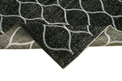 Geometric Carpet Black Geometric Cotton Wool Handmade Area Rug 4'10'' x 13'3''
