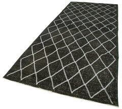 Geometric Carpet Black Geometric Cotton Wool Handmade Area Rug 4'9'' x 12'8''
