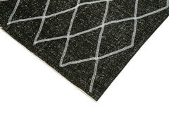 Geometric Carpet Black Geometric Cotton Wool Handmade Area Rug 4'9'' x 12'8''