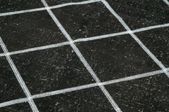 Geometric Carpet Black Geometric Cotton Wool Handmade Area Rug 4'8'' x 11'3''