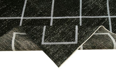 Geometric Carpet Black Geometric Cotton Wool Handmade Area Rug 4'8'' x 11'3''