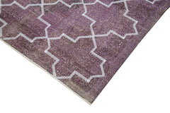 Geometric Carpet Purple Geometric Cotton Wool Handmade Area Rug 4'10'' x 13'0''