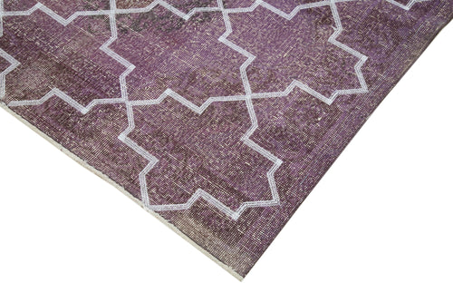 Geometric Carpet Purple Geometric Cotton Wool Handmade Area Rug 4'10'' x 13'0''