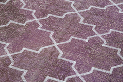 Geometric Carpet Purple Geometric Cotton Wool Handmade Area Rug 4'10'' x 13'0''