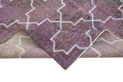 Geometric Carpet Purple Geometric Cotton Wool Handmade Area Rug 4'10'' x 13'0''
