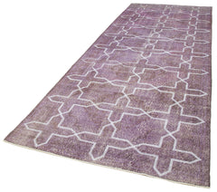 Geometric Carpet Purple Geometric Cotton Wool Handmade Area Rug 4'6'' x 12'6''