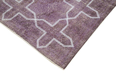 Geometric Carpet Purple Geometric Cotton Wool Handmade Area Rug 4'6'' x 12'6''