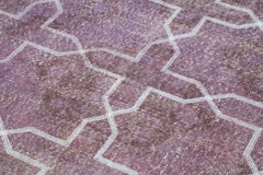 Geometric Carpet Purple Geometric Cotton Wool Handmade Area Rug 4'6'' x 12'6''