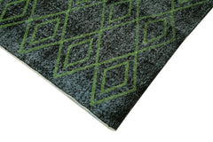 Geometric Carpet Black Geometric Cotton Wool Handmade Area Rug 5'3'' x 9'5''