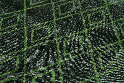 Geometric Carpet Black Geometric Cotton Wool Handmade Area Rug 5'3'' x 9'5''