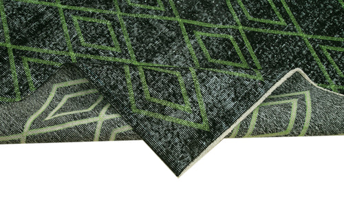 Geometric Carpet Black Geometric Cotton Wool Handmade Area Rug 5'3'' x 9'5''