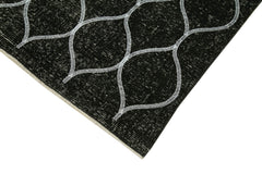 Geometric Carpet Black Geometric Cotton Wool Handmade Area Rug 4'9'' x 12'8''
