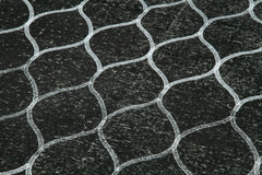 Geometric Carpet Black Geometric Cotton Wool Handmade Area Rug 4'9'' x 12'8''