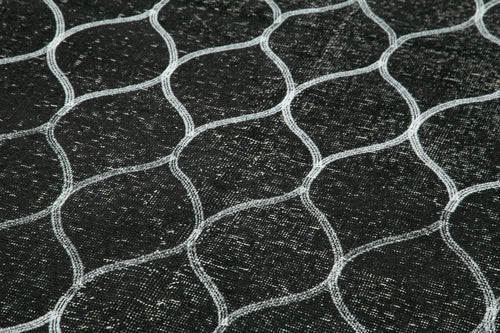 Geometric Carpet Black Geometric Cotton Wool Handmade Area Rug 4'9'' x 12'8''