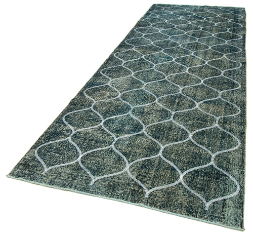 Geometric Carpet Blue Geometric Cotton Wool Handmade Area Rug 4'5'' x 12'10''