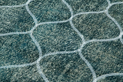 Geometric Carpet Blue Geometric Cotton Wool Handmade Area Rug 4'5'' x 12'10''