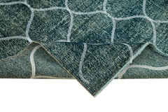 Geometric Carpet Blue Geometric Cotton Wool Handmade Area Rug 4'5'' x 12'10''